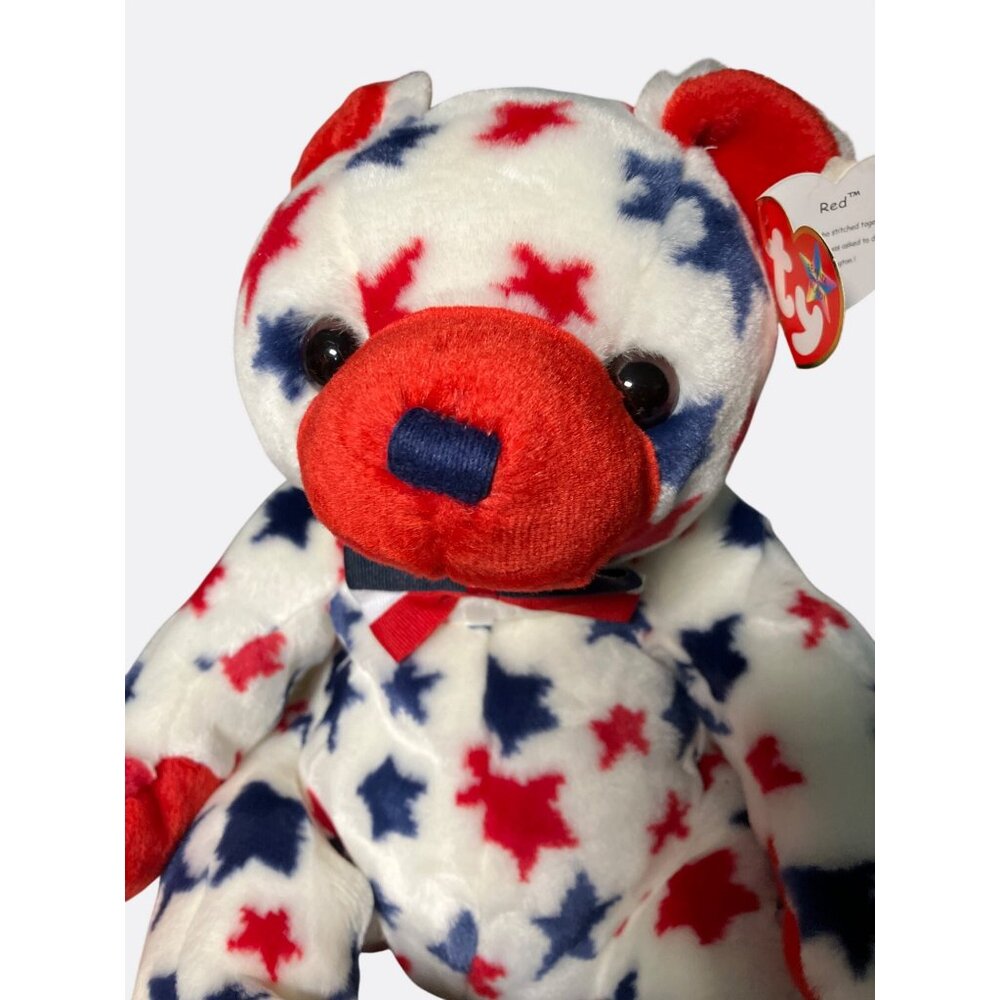 Ty Beanie Buddy Red™ Plush Bear With Patriotic Stars - Picture 2 of 10